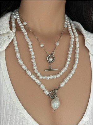 Famemus Accessory Zirkon Taş Detaylı Halka Model Kadın Çelik Kolye