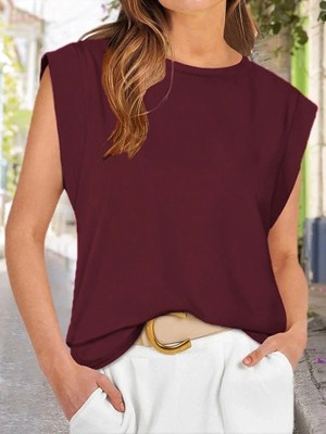 Stores36 Kadın Kısa Kollu Bisiklet Yaka Viskon Bluz