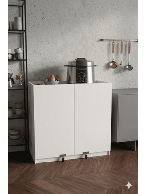 Kzy Mobilya Poyraz Erzak Dolabı Beyaz Çok Amaçlı Dolap