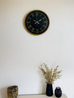 Uravas Store 36 cm Kahverengi Gold Roma Rakamlı Duvar Saati