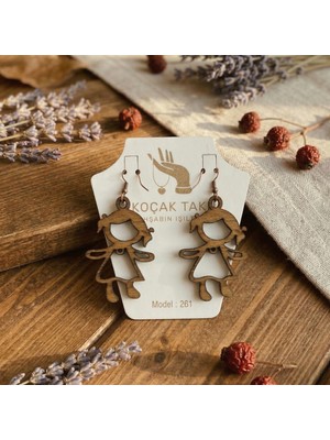 Koçak Takı Ahşap Küpe Modern Özgün Minimalist Takı Model No 261