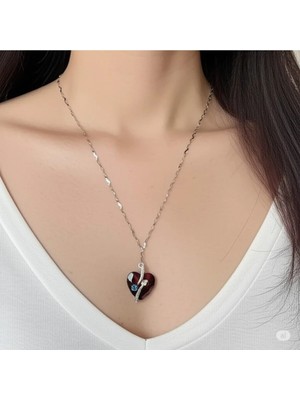 Famemus Accessory Çelik Mavi Kalp Orb Kolye