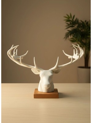 Nuveden Dekoratif Geyik Başı Heykel 25 cm Modern Minimal Tasarım