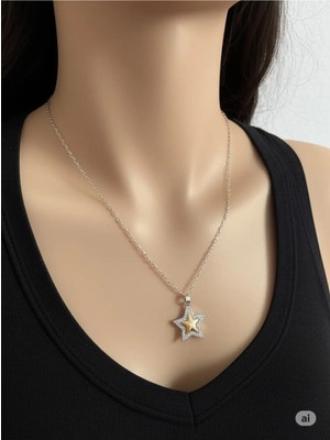 Famemus Accessory Çelik Gold Renk Kutup Yıldızı Kolye