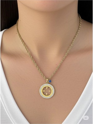 Famemus Accessory Çelik Gold Halka Tasarımlı Kadın Kolye - 45 cm