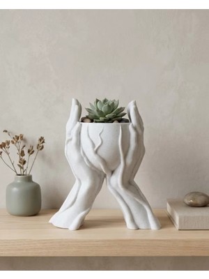 Feifei Modern Ev Dekoru Için El Şeklinde 3D Baskı Dekoratif Saksı Vazo - FEİ7849-9453