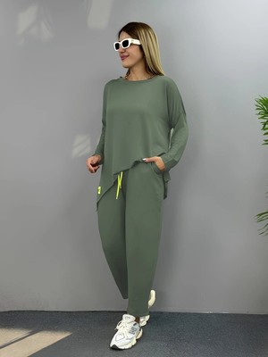 Stores36 Kadın Iki Iplik Viskon Pamuk Kumaş Arma Detaylı Ikili Takım