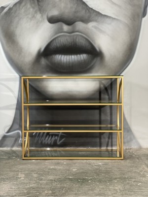 Feyza Design Altın Renkli 90 cm Genişliğinde Cam Dresuar