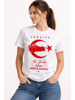 Defy Moda Türkiye Ay Yıldız 2026 Dünya Kupasi Taraftar Forma T-Shirt - Beyaz