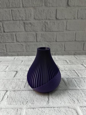 Feifei Mor Çizgili Dekoratif Vazo 11 cm Modern Tasarım Aksesuar - FEİ3527-3766