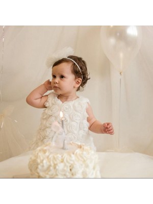 Butik Kız Bebek 3D Gül Detaylı Takım Özel Gün Fotoraf Çekimi Doğumgünü - Düğün