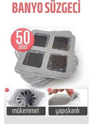 Feifei Banyo Gider Süzgeci 50 Adet Yapışkanlı Filtre 10X10 cm  - FEİ4594-8913