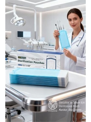 Feifei Sterilizasyon Poşeti 200 Adet - Otoklav Kendinden Yapışkanlı Medikal Poşet 9X26 - FEİ3900-701