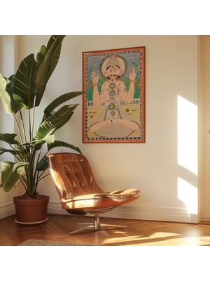 Pegziz Çakra Sistemi Enerji Tablosu Yoga Meditasyon Çerçeveli Duvar Tablosu