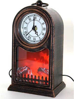 Marsilyan LED Işıklı Saatli Şömine - Model 1