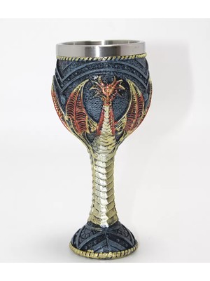 Marsilyan Ejderha Tasarımı 3D Kabartmalı Çelik Kadeh Bardak