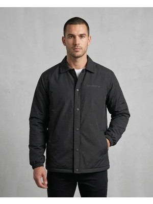 Stores36 Erkek Yağmur Itici Iç Astarlı Çıtçıtlı Iç Cepli Dış Cepli Mevsimlik Mont - Siyah