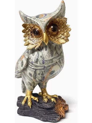 Marsilyan Dolar Baskılı Özel Tasarım Polyester Baykuş - 22X13 cm