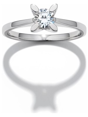 HAKAN GÜLER KUYUMCULUK 14 Ayar Beyaz Altın Tektaş Yüzük – Badem Model Pırlanta Montürlü