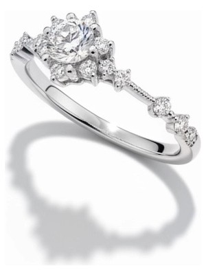 HAKAN GÜLER KUYUMCULUK 14 Ayar Beyaz Altın Lotus Model Tek Taş Yüzük