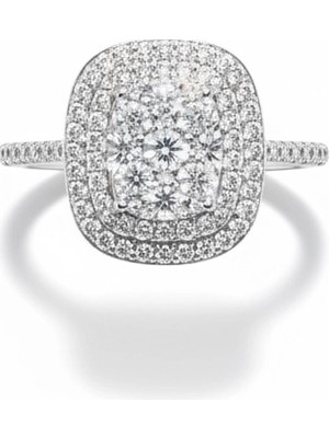 HAKAN GÜLER KUYUMCULUK 14 Ayar Beyaz Altın Coronet Baget Taşlı Yüzük