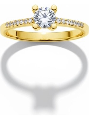 HAKAN GÜLER KUYUMCULUK 14 Ayar Altın Tektaş Yüzük – Kalp Şeklinde Tırnak Detaylı