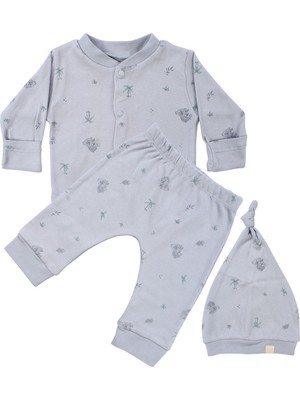 by BebekOdam Unisex Gri Koala Desenli Organik Üçlü Pijama Takımı - 1016450