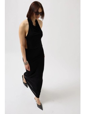 Stores36 Parlak Kumaş Maxi Etek