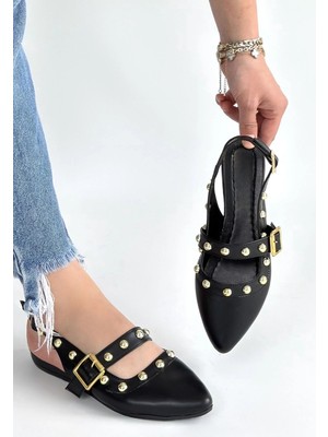 Kazax Jorwi Siyah Cilt Babet Ayakkabı