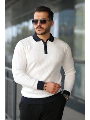 Stores36 Erkek Kol ve Yaka Detaylı Uzun Kollu Triko
