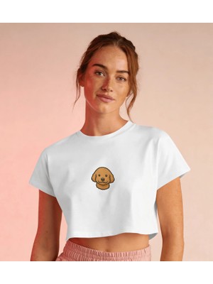 Muhtar Store Goldendoodle Minimal Göğüs Baskı Crop Tişört – Premium Köpek Ikon Tasarım