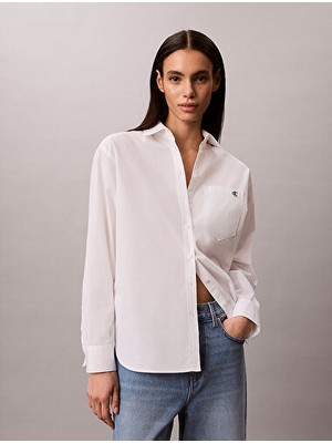 Calvin Klein Kadın Pamuklu Poplin Relaxed Fit Gömlek