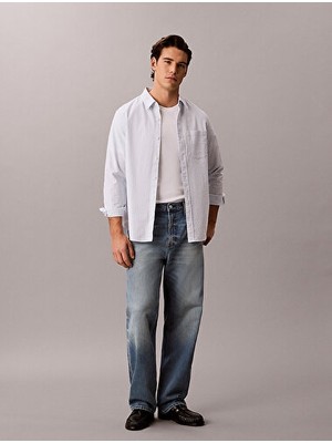 Calvin Klein Erkek Ls Stripe Oxford Classic Gömlek
