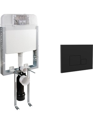 Nkp Basic Gömme Rezervuar -Tuğla Tipi, S1 Mat Siyah Kapak- Set 2 PARÇA-NPS.0020.044.01