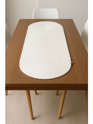 Comfort Craft Yıkanabilir Hasır Runner 33X100 cm - Oval Jüt Görünümlü Örme Masa Örtüsü - Bohem & Iskandinav