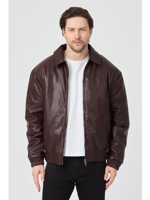 Danger Erkek Limited Edition Deri Mont Ceket Bordo