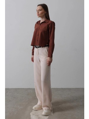 Stores36 Kemerli Palazzo Pantolon - Pudra