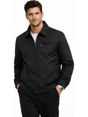 Regos Erkek Siyah Yaka ve Göğüs Cep Detaylı Premium Mevsimlik Mont&ceket