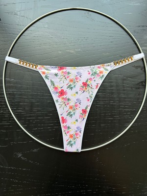 Biricik İç Giyim Gold Detaylı Şık Tasarım Çiçekli 2 Li Tanga Külot