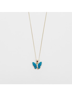 Mavika Jewellery 14K Gold Plated Butterfly Blu Kolye