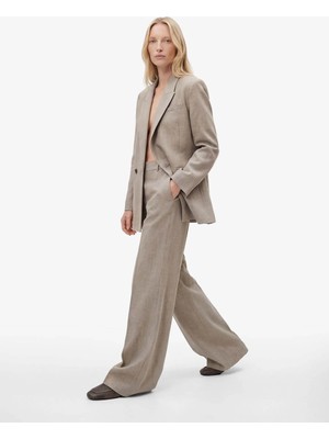 Koton  Kruvaze Yaka Bej Kadın Blazer Ceket 6SAK50016UW