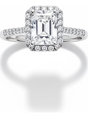 HAKAN GÜLER KUYUMCULUK  14 Ayar Beyaz Altın Baget Taşlı Yüzük