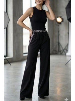 Stores36 Kadın Yüksek Bel Beli Lastikli Genç Paçalı Ithal Krep Pantolon