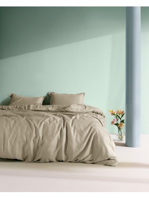 Madame Coco Madame Coco Crep King Size %100 Pamuk Düz Çarşaflı Nevresim Takımı - Bej