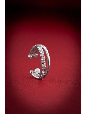 Nereze 925 Ayar Gümüş Rodyum Kaplama Zirkon Taşlı Çapraz Model Kıkırdak Küpe