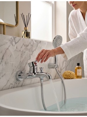 Tua Armatür Havana Lüks Banyo Bataryası - %100 Pirinç Gövde, Krom Kaplama, Duş Seti Uyumlu Banyo Musluğu