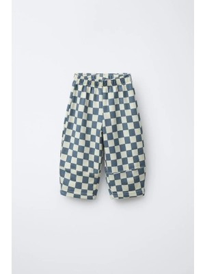 Magu Çocuk Mavi Kare Desenli Eşofman