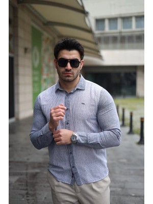 Stores36 Erkek Pamuklu Keten Kumaş Gömlek