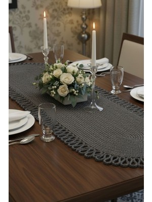 Comfort Craft Yıkanabilir Hasır Runner 33X100 cm - Oval Jüt Görünümlü Örme Masa Örtüsü - Bohem & Iskandinav