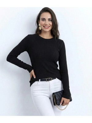 Stores36 Kadın Uzun Kollu Bisiklet Yaka Triko Kazak